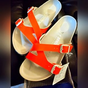 NWT Brand New Yao Balance Neon Orange Birkenstock Sandals